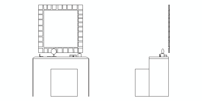Dressing Table, Front And Side Elevations